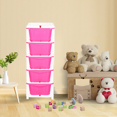 3D METRO SUPER STORE 5 Compartments Plastic Desk Organizers(Pink)