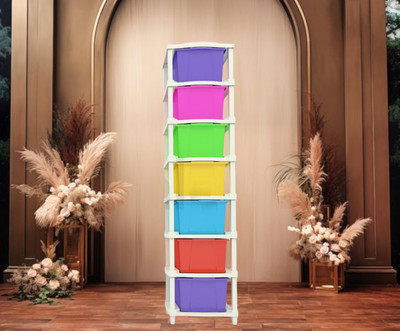 HUMBLE KART 7 LAYER Home and Kids Foldable drawers organizers Box Plastic Free Standing Cabinet(Finish Color - Multicolor, DIY(Do-It-Yourself))