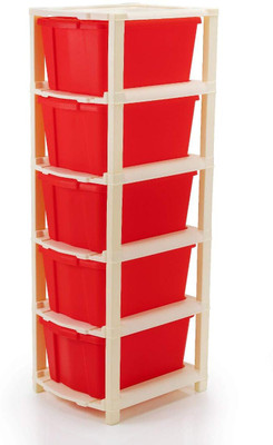crokdox 5 Compartments Plastic Multi Purpose, Makeup, Jewellery(Red)