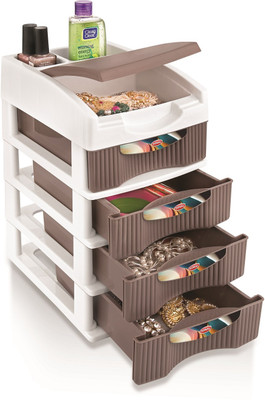 YUIOP Plastic Free Standing Chest of Drawers(Finish Color - Brown, Pre-assembled)