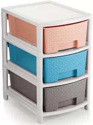 NEELESHWARI Multipurpose 3 Layers Modular Drawer System Organizer Rack ( Brown ) Plastic Free Standing Chest of Drawers(Finish Color - MULTI, DIY(Do-It-Yourself))