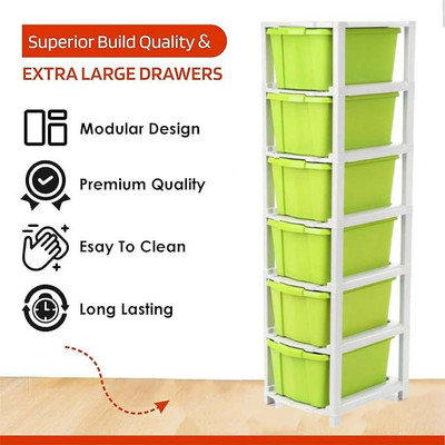 MAXTID 6 layer Green Multipurpose Storage Organizer/Space Cupboard/Wardrobe Drawer Divider(Plastic)