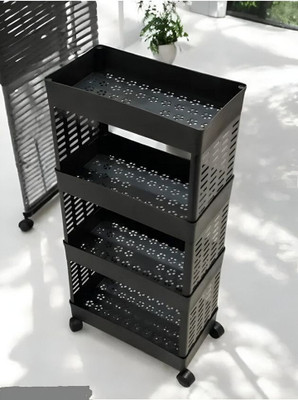 HomeQueen Multi-Purpose Plastic Storage Organizer 4-Tier Rack with Wheel Bathroom & Office Plastic Kitchen Trolley(DIY(Do-It-Yourself))