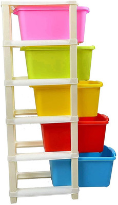 Floe 5XL Plastic Multi-Purpose Modular Drawer Chest Drawer Storage Organizer for Home Plastic Free Standing Chest of Drawers(Finish Color - Multicolor, DIY(Do-It-Yourself))