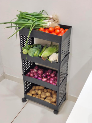 buling 4 Layer-Tier Plastic Modular Multipurpose Fruit & Vegetable Kitchen Trolley Plastic Kitchen Trolley(DIY(Do-It-Yourself))