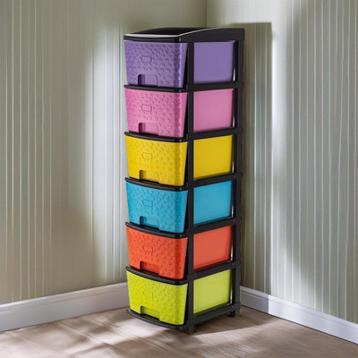 infinity overseas 6 Layer Multipurpose Drawer Plastic Modular Chest Storage Organizer Plastic Free Standing Chest of Drawers(Finish Color - Multicolor, Pre-assembled)