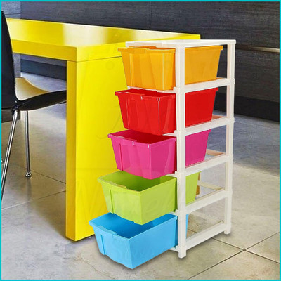 Floe 5XL Plastic Multi-Purpose Modular Drawer Chest Drawer Storage Organizer for Home Plastic Free Standing Chest of Drawers(Finish Color - Multicolor, DIY(Do-It-Yourself))