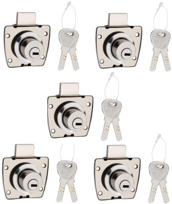 Ramson SS ML-333 Cupboard Drawer Lock with Ultra Brass Key (Pack of 5,Silver Finish) Lock(Silver)