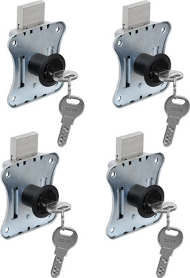 Plantex Drawer Lock Multipurpose Cupboard Lock with Key for Home/Office (Black) Keyed Cam Lock(Pack of 4)