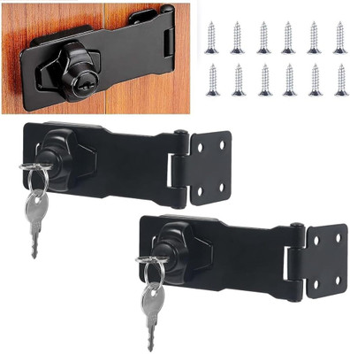 HANNEA 2 Set Drawer Lock with Key Locking Hasp 3 Inch Twist Knob Keyed Locking Hasp Combination Lock(Pack of 2)