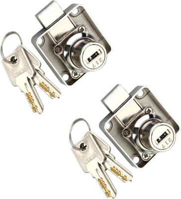 Met Craft MCAH-006-P2 Zinc Multipurpose Dimple Lock with 2 Keys Rev-A-Lock Cabinet Security System(Pack of 2)