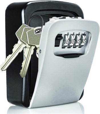 Inditradition Wall Mounted Mettalic Key Lock Box for Indoor & Outdoor Key Hider Box & Lock KEY BOX - METAL(Grey/Black)