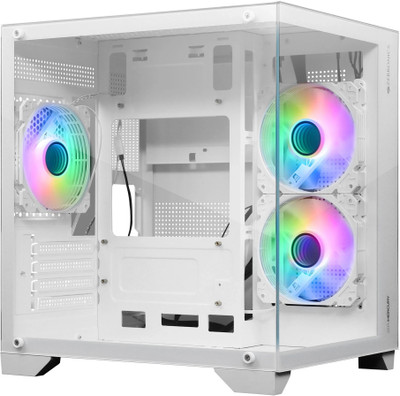ZEBRONICS MERCURY Gaming Chassis, mATX/Mini ITX, 240mm AIO ARGB,Tempered Glass Cube Cabinet with USB 2.0 and USB 3.0 Ports Compatible with Gaming Console(White)