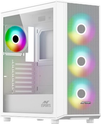 Ant Esports 411 Air | Support ATX, Micro-ATX, Mini-ITX with Pre-Installed 4 x 120mm Fan Mid Tower Cabinet(White)