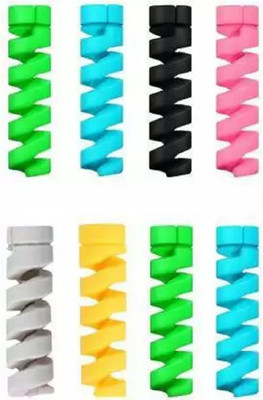 QinPin 8Pc Spiral Cable Protector Pack - Charger & Earphone Cord Safeguard Cable Protector(Multicolor)