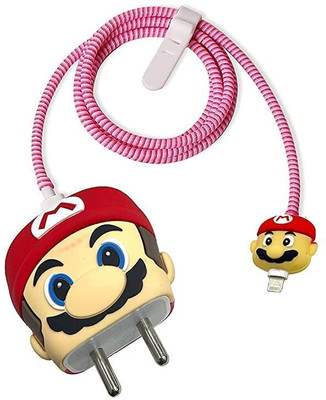 RidivishN Charger Cover for iPhone 18W-20W Adapter, Cute 3D Cartoon Mario Spiral Cable Protector(Red)