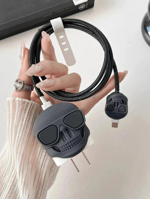 BeeNex Charger Cover for iPhone 18W-20W, 3D Cute Cartoon Design for iPhone 11 12 13 14 Cable Protector(Black)