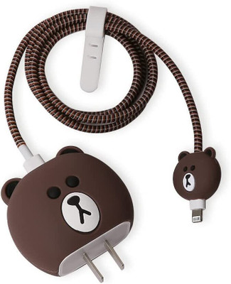 Midos Silicone Press Stud Headphone Case For iPhone Charger 18w / 20w Case(Bear)
