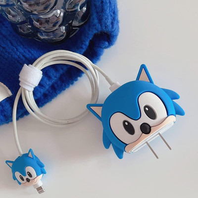 RharanxyN SONIC 3D IPhone Charger Case 18w-20w Design Cable Protector(Blue)
