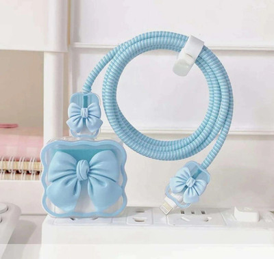 MK Mankrit Compatible for 18-20W 360 Degree Full Protection Cover (Spiral _ Blue) Cable Protector(Blue)