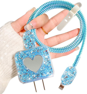 ZimniasO SPARKLE 3D Iphone Charger Case 18w-20w Cable Protector(Blue)