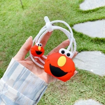RUPELIK 20W/18W iPhone USB-C Power Adapter Charger Case Cover Cartoon Design (Red Coal) Cable Protector(Red)