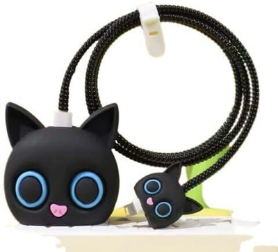 AIFEI Charger Cover for iPhone 18W-20W Charger, 3D cartoon black cat Cable Protector(Black)