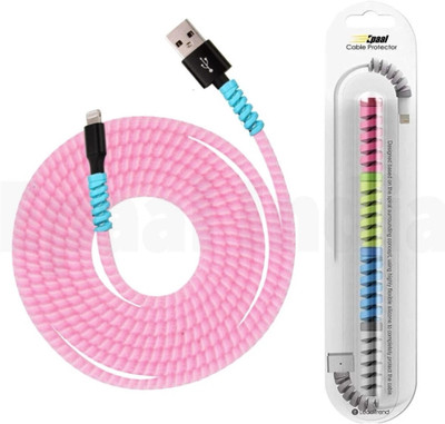Epaal Port Protector Sleeves (4pcs) with Spiral Triple Color 1.6 Mtr (1pc) Full Size Cable Protector(Pink)