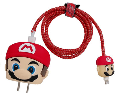 RidivishN Charger Cover for iPhone 18W-20W Charger, 3D Cartoon Design Mario Spiral Cover Cable Protector(Red)