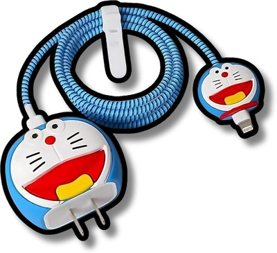 BratCartal Premium iPhone charger 18W/20W– Doremon,Charger Cover,Wire Protector, Cable Protector(Blue)