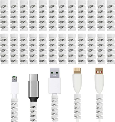 STRIFF 24 Pieces Mobile Charging Cables&Earphones Wire Cable (WHITE) Cable Protector(White)