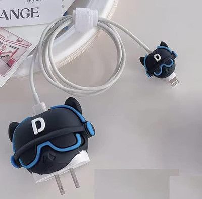 MobiLooks Charger Cover for iPhone 18W-20W Type C Charger 3D Cartoon HIP HOP Case Cable Protector(Blue)