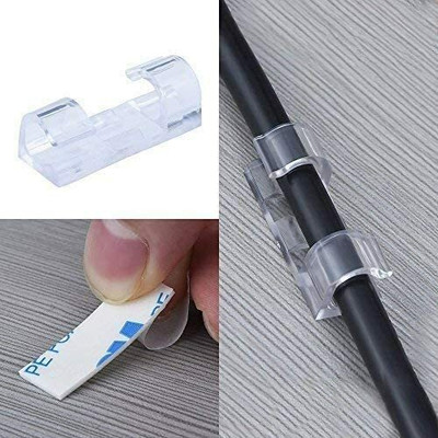 RAVARIYA Cable Clips Desk Organizer Self-Adhesive Multipurpose Drop Wire Holder Hooks Plastic Hook & Loop Cable Tie(White Pack of 1)