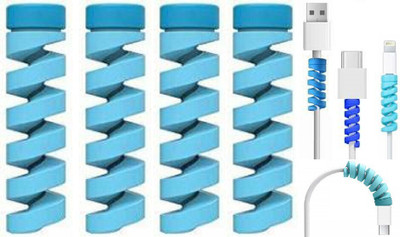 VAAMnational Silicon Charger Data Cable Protector Mobile Fast Charging Type C Protectors Bite Safety Winder Sleeve for Protecting Expensive Wire Cable Protector(Blue)