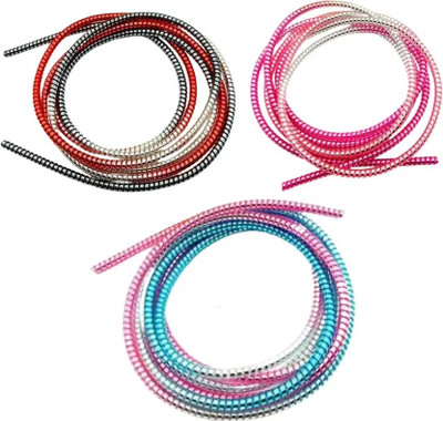 DECRONICS Pack of 3 1.5 Meter Wire Spring Mobile Charger Protector Cover (TCP47) Cable Protector(Multicolor)