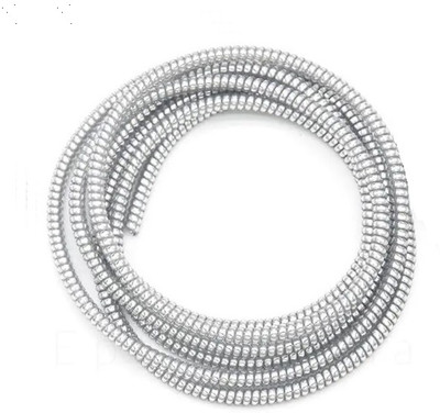 KAELAN Metallic 1.5 Meters Finish Spiral/Wire Repair Protector Cable Protector Silver Cable Protector(White)
