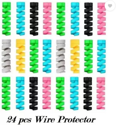 QinPin Spiral Charger Cable Guard 24Pc Kit - Earphone Protector Sleeve Cable Protector(Multicolor)