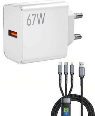 Retail Infinity 3-in-1 100W Fast Charging cable with 67Watt Fast Charger Cable Protector(Multicolor)