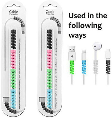 ABlue Clipper SILICON Spiral Cable Protector Data Cable Protective Cover Set of 2 (8 Pieces) Cable Protector(Multicolor)