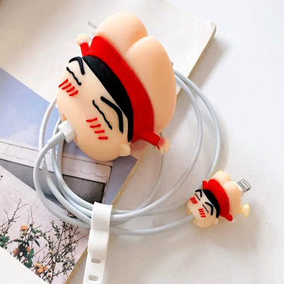 VAPRIF iPhone Charger Cover For 18W/20W | Cute 3D Cartoon Character Yellow Shinchan Cable Protector(Red, Yellow)