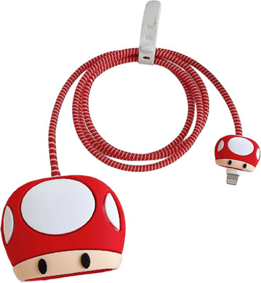 Micvir Charger Cover for iPhone 18W-20W Charger, 3D Cartoon Design Mushroom, Spiral Cable Protector(Multicolor)