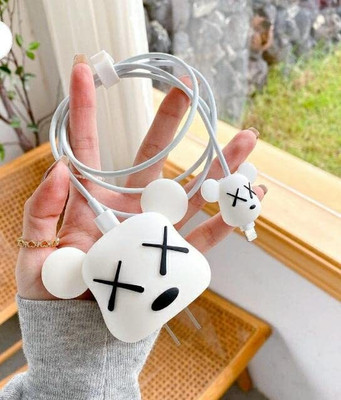 WEI INTERNATIONAL Compatible for iPhone Charger Cover for 18-20W Full Protection CASE WHITE BEAR Cable Protector(White)