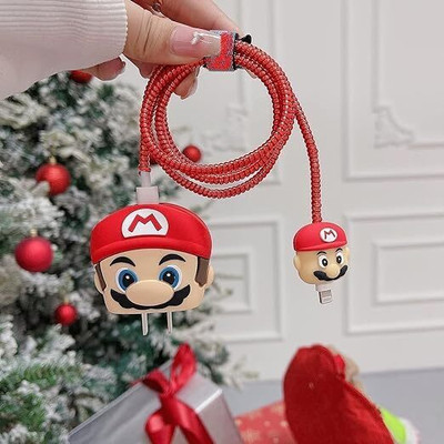 casecult IPHONE CHARGER COVER FOR 18W- 20W CHARGER ONLY 3D MARIO RED Cable Protector(Red)