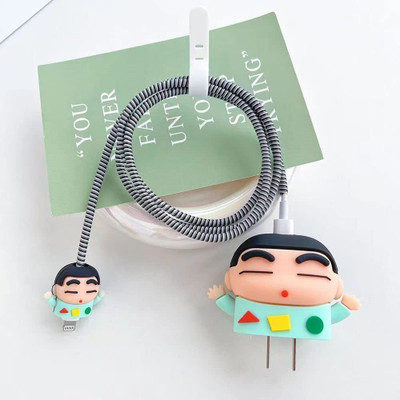 Speeqo Silicone Press Stud Headphone Case For Compatible with Apple 20W Adapter(iPhone Charger Cover For 18W/20W | Cartoon Character 3D Design Shin)