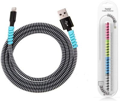 VEROX 1.4 Meter Spiral with 4 Pcs Winder Cable Protector(Black)
