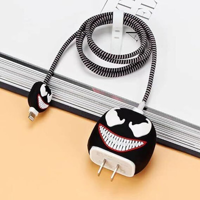 AUDICE iPhone Charger Cover For 18W/20W | Cute 3D Cartoon Character Venom Cable Protector(Black, White)