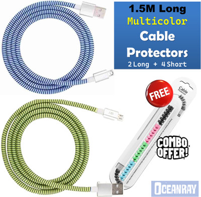 OCEANRAY 1.5M 2 Long 4 short Cable Protector(Multicolor)