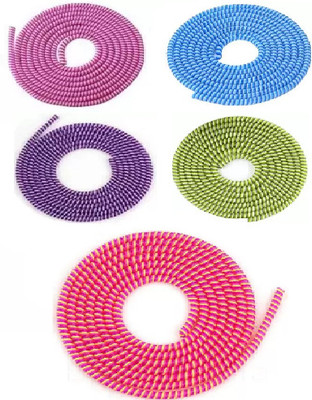 TECHNUV Spiral Double 1.5M 5 PCS Charging Cable Cord Hand free, Increase Cable Life Cable Protector(Multicolor)