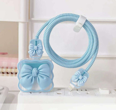 RharanxyN Charger Compatible for iPhone 18W-20W with Spiral Cable Protector(Blue)