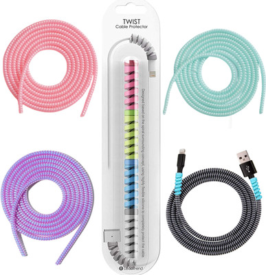 DECRONICS 4PCS 1.5 Meter Wire Cable Protectors Combo & 4PCS Twist Cable Protector (TCP25) Cable Protector(Multicolor)